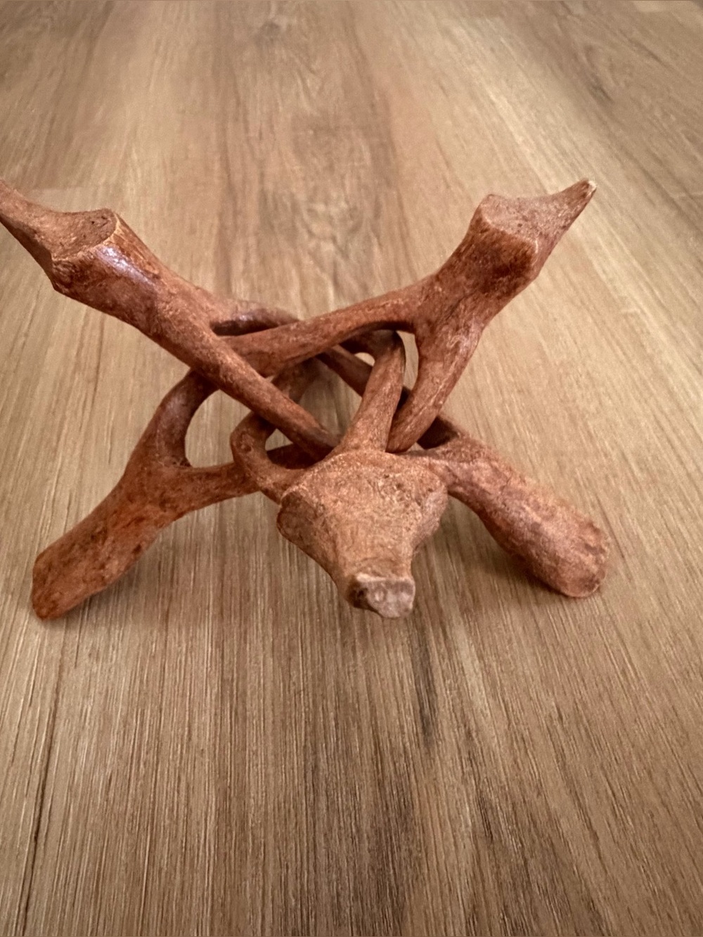 Vintage interlocking 3 legged wood display stand